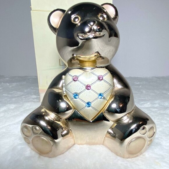 Lenox Vintage Baby Jewel Collection Silver Plated Teddy Bear Bank - Picture 4 of 9